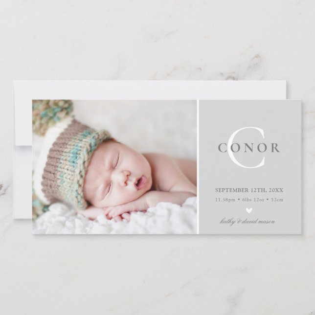 PHOTO FAIRE-PART DE NAISSANCE doux nouveau bébé gr (Devant)