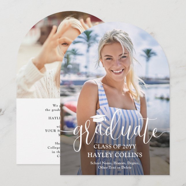 Photo & Faire-part tendance de graduation de scrip (Devant / Derrière)