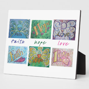 Photo Faith, Hope, Love Angel Word Collage Poème Plaque