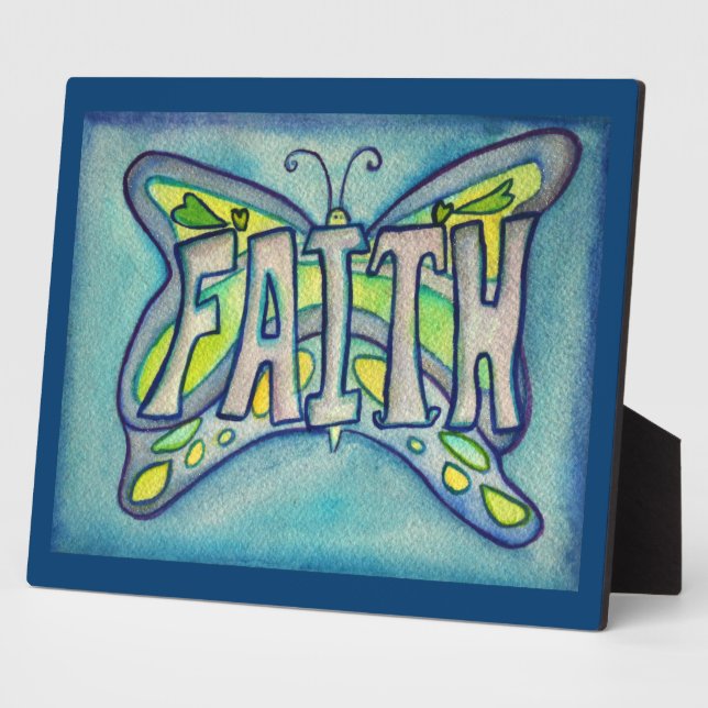 Photo Faith Inspirational Papillon Peinture Plaque cadea (Côté)