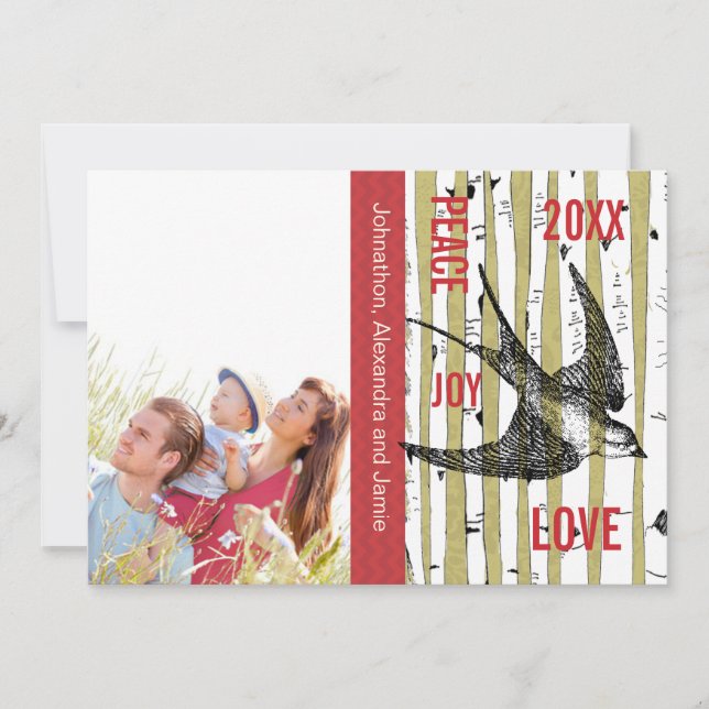 Photo famille Birch Tree Oiseaux Vintages (Devant)