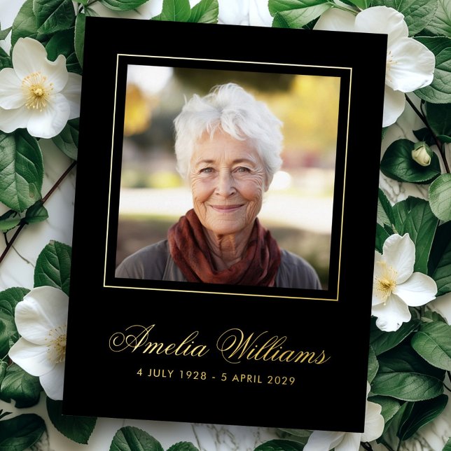 Photo feuille frontière sympathie carte de remerci (Photo foil border sympathy black thank you card)