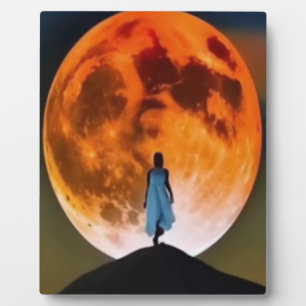 Photo Fille de la pleine lune mystique Silhouette Plaque