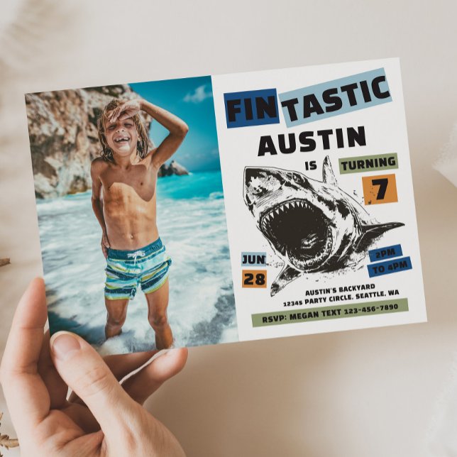 Photo Fin-Tastic Shark Birthday Invitation (Créateur téléchargé)