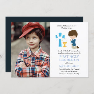 PHOTO First Holy Communion Invitations GARÇONS CUT