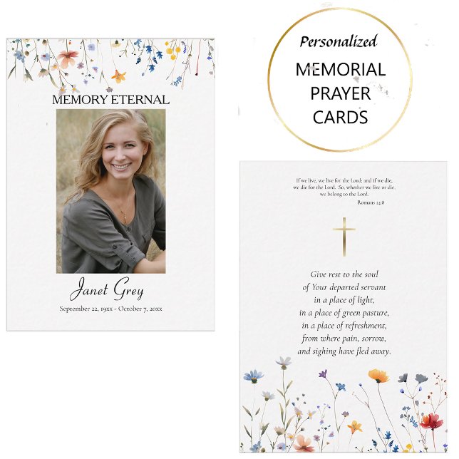 Photo fleur sauvage Carte de prière funéraire orth (Créateur téléchargé)