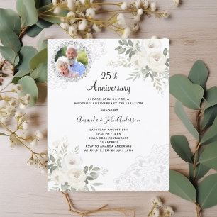 Photo florale blanche 25e faire-part de mariage