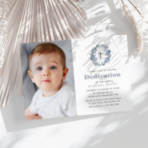 photo florale bleue Dedication invitation