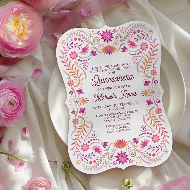 Photo florale colorée Quinceanera Invitation (Créateur téléchargé)