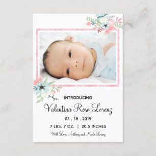 Photo florale encadrée - Faire-part de naissance 3