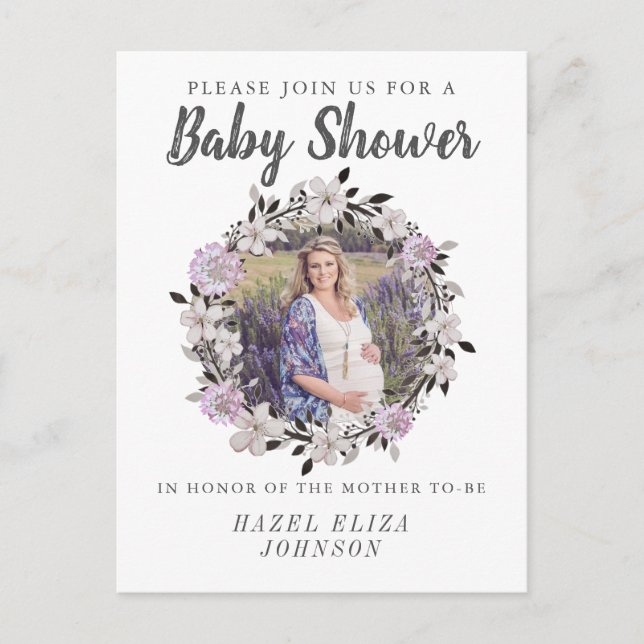 Photo florale Maternité bébé douche Invitations (Devant)
