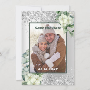 Photo florale vert argent Enregistrer le mariage d