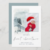 Photo Forêt de Neige Bébé 1er Noël Carte de vacanc