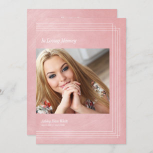 Photo Funéraire Invitation rose Faux effet métalli