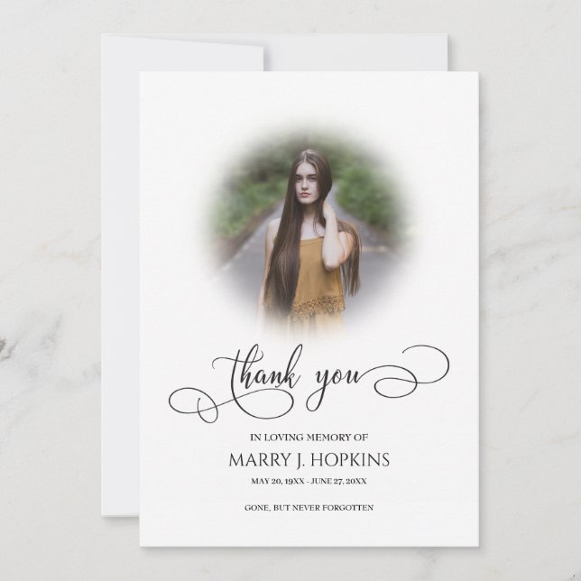 Photo Funeral Calligraphy Script Merci Cartes (Devant)