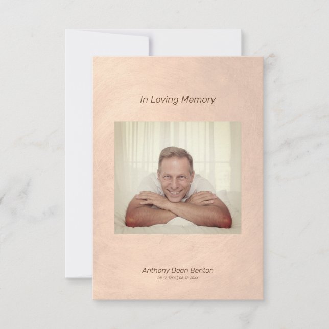 Photo Funeral Invitation Faux Metallic Effect (Devant)