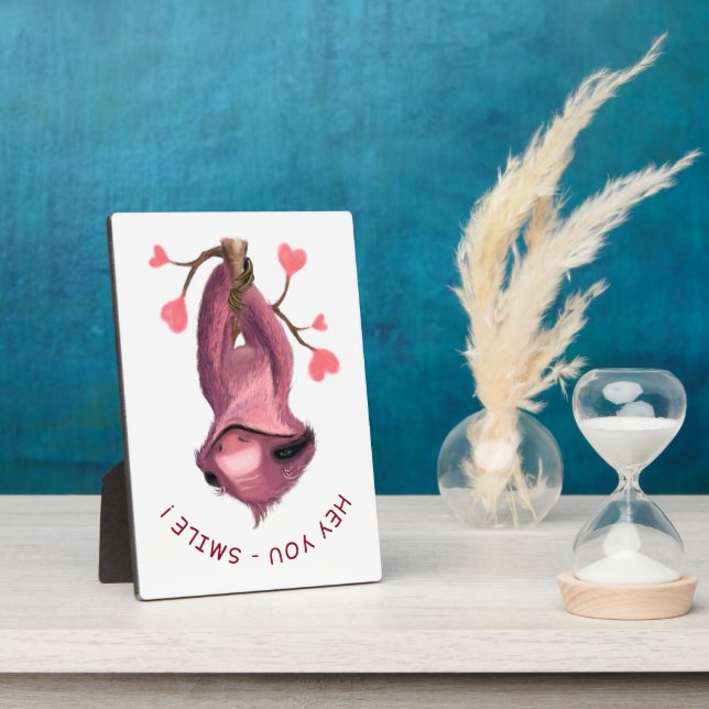 Photo Funny Romantique Sloth Smile Plaque (Côté)