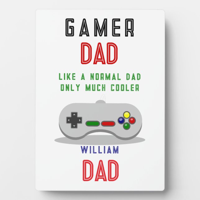 Photo Gamer Dad Plaque – Like a Normal Dad, Only Cooler (Devant)