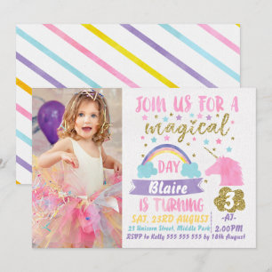 Photo Girls Watercolor Invitation à l'anniversaire