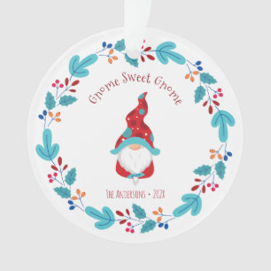 Photo Gnome Sweet Gnome Cute Elf Floral Wreath