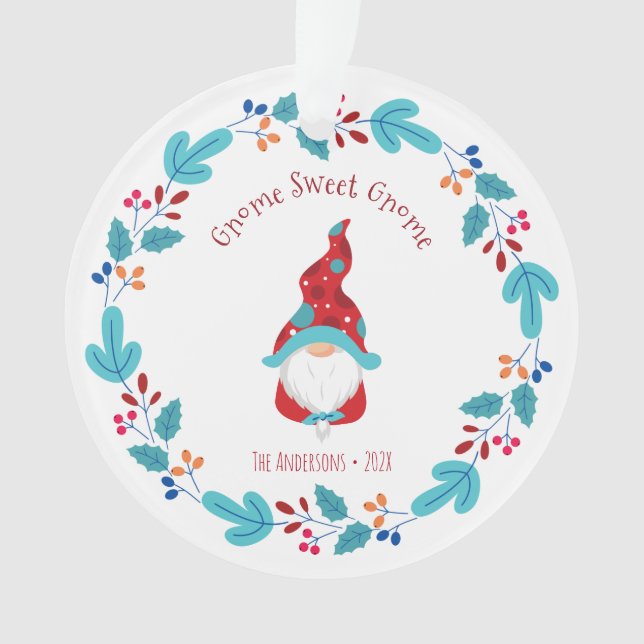 Photo Gnome Sweet Gnome Cute Elf Floral Wreath (devant)