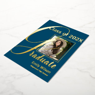 Photo Gold Cute Blue 2024 Faire-part aux diplômés