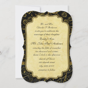 Photo Gold Damask Faire-part de mariage
