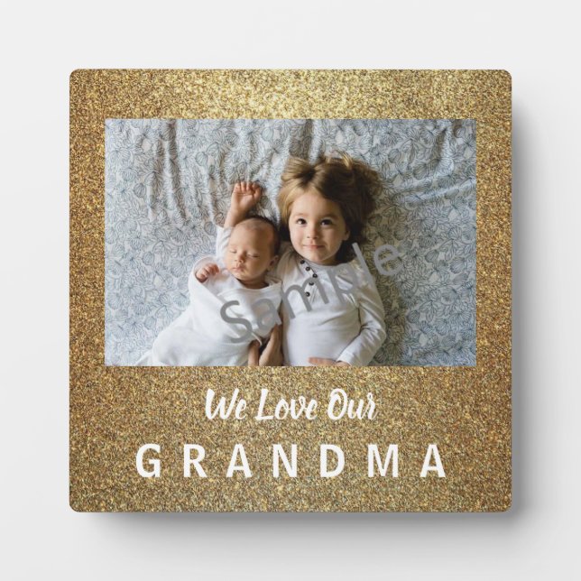 Photo Gold Glittery Love Grand-mère Plaque (Devant)