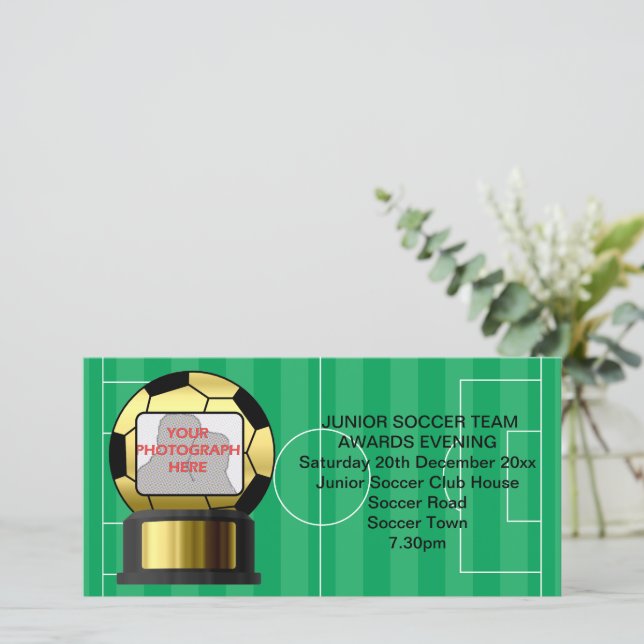 Photo Golden soccer carte photo de l'invitation (Debout devant)