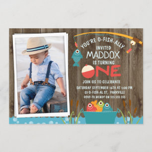 Photo Gone Fishing 1st Birthday Invitation