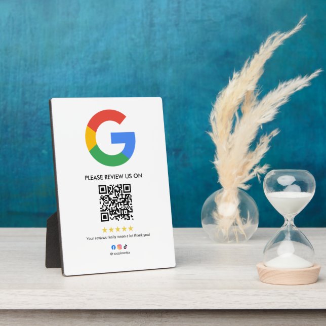 Photo Google Reviews Easel Sign | QR Code Display Plaque (Côté)