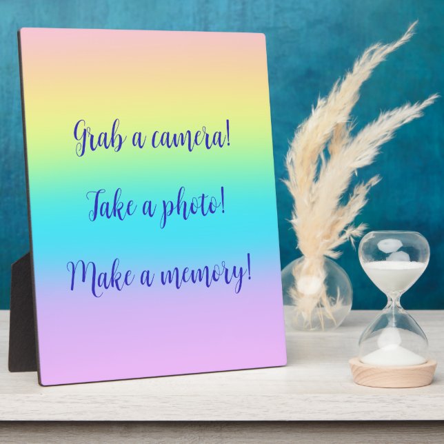 Photo Gorgeous Pastel Rainbow Gradient Wedding Plaque (Côté)