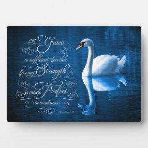 Photo Grace Bible Verse Mute Swan Easel Plaque
