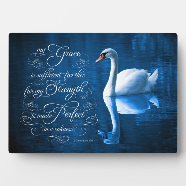 Photo Grace Bible Verse Mute Swan Easel Plaque (Devant)