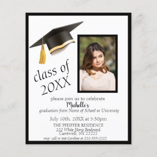 Photo Grad Casquette Graduation Party Invitation