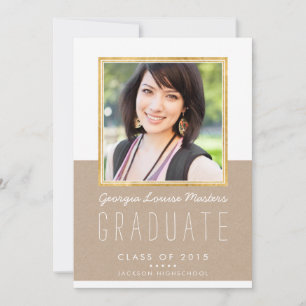 PHOTO GRAD FAIRE-PART luxe or cadre kraft cool