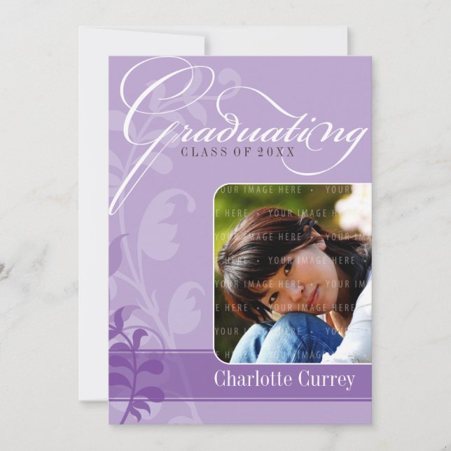 PHOTO GRAD FAIRE-PART violet élégant (Devant)