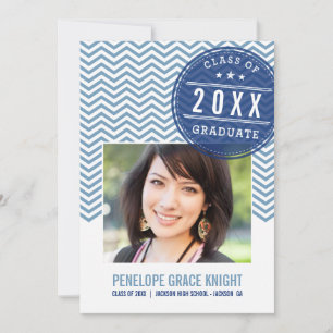 PHOTO GRAD INVITATION audacieux chevron ardoise ro