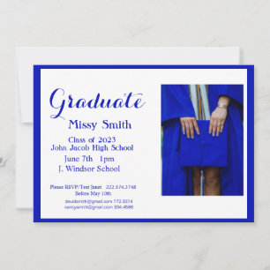 Photo Graduation, Classe de 2024 Blue Invitation