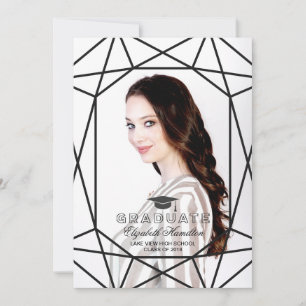 Photo Graduation Faire-part Black & White Gem