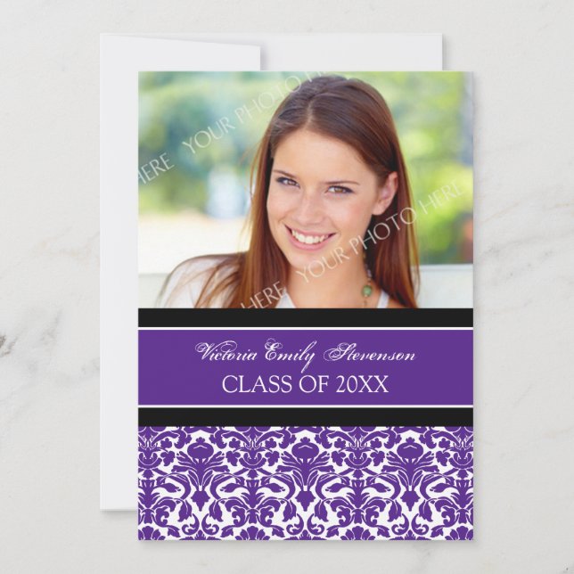 Photo Graduation Party Invitation Card Plum (Devant)