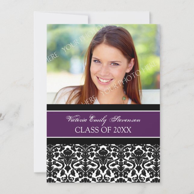 Photo Graduation Party Invitation Card Purple (Devant)