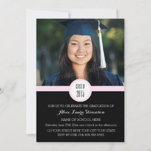 Photo Graduation Party Invitation Rose noir