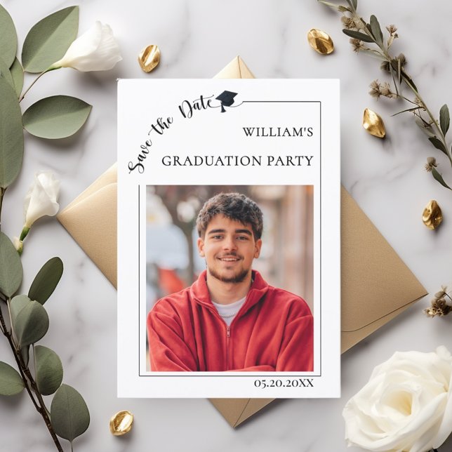 Photo Graduation party male Save the Date (Créateur téléchargé)