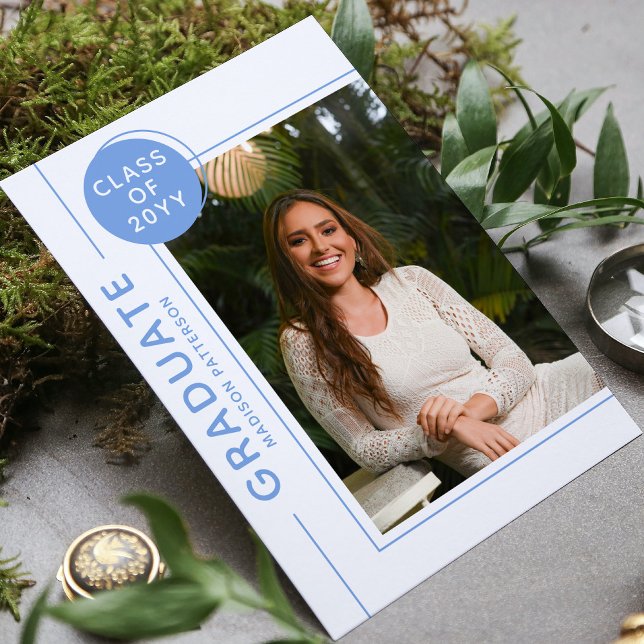 Photo Graduation Party Modern Script Blue (Créateur téléchargé)