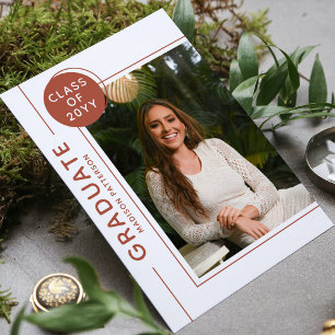 Photo Graduation Party Modern Script Terracotta