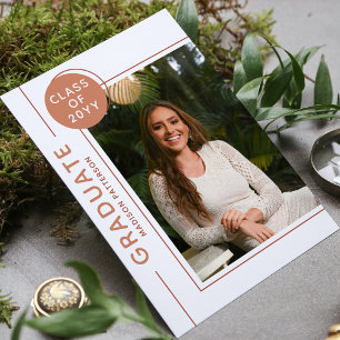 Photo Graduation Party Modern Script Terracotta