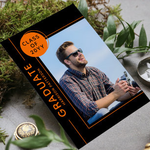 Photo Graduation Party Script moderne Black Orange