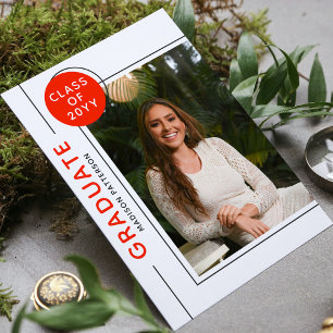 Photo Graduation Party Script moderne Gris rouge