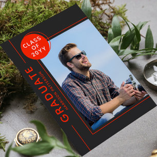 Photo Graduation Party Script moderne Gris rouge